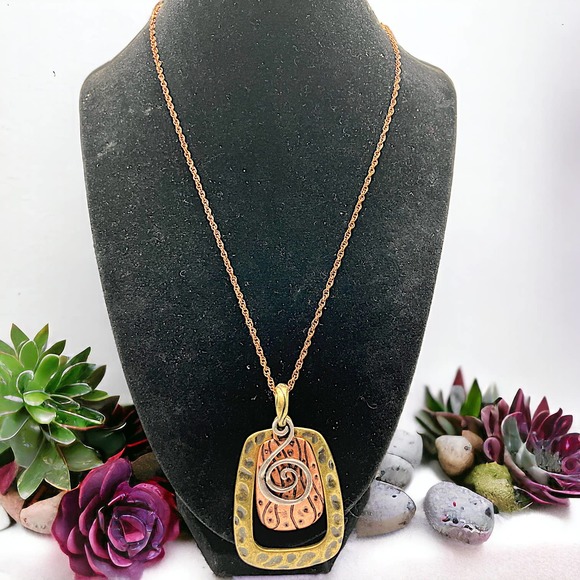 Modern Art Multi-tone Copper Necklace! - Picture 1 of 8